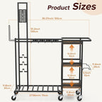 Housolution Cleaning Utility Cart on Wheels, Multifunctional Cleaning Tools Supplies Organizer with Broom and Mop Holder, Vacuum Stand Compatible with Dyson, Rolling Storage Cart for Home