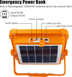 Solar Portable Camping Light with Stand, 100W 12000mAh Battery Rechargeable Light with 4 Modes, LED Cordless Flood Lights for Work, Emergency Power Failure, Car Repair