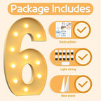 Marquee Numbers 4 Feet Tall Large Light Up Numbers 6th 16th Sweet Sassy and Six Birthday Decorations Big Yellow Light Outdoor Anniversary Decorations Balloon Arch Kit Party Backdrop 6