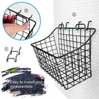 LIGHT DUST 3-Pack Pegboard Baskets with Hooks, Wall Organizer Hooks Assortment, Workbench Storage System for Hardware, Attachments, Accessories