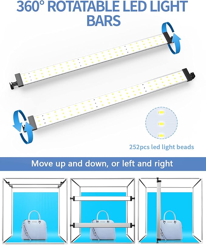 Photo Box, Travor Bi-Color Photo Studio Box, 39"/100cm Dimmable Photo Booth Shooting Tent Tabletop Photography Lighting Kit with 252 LED Lights, 13000LM, 4 Color Backdrops for Product Photography