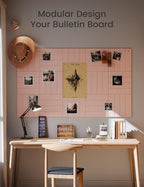 Felt Bulletin Board Tiles Large 48" x 36" Cork Board Alternative-12 Pack with 70 Adhesive Tabs, Thick Slat Wall Panels for Office Decor, Push Pin Board Wall Organizer Alternative -Pink