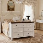 BLANKSPACE 7 Drawer Dresser, Modern Farmhouse Dresser Chest of Drawer for Bedroom, Chest of Drawers Storage Cabinet for Living Room, Entryway, Hallway, Antique White