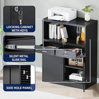 Yizosh Metal Storage Cabinet with 2 Drawers and Locking Doors,- 41.3" Steel Lockable Storage Cabinet with Shelves for Home Office,Garage,School (Black)