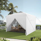 PHI VILLA 10x10 Pop Up Canopy Tent with Sidewalls - Easy Up Tent with Mesh Windows for Ventilation, Waterproof Design - Ideal for Parties, Beach, and Outdoor Events (White)