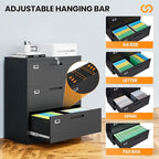 3 Drawer File Cabinets for Home Office, Office Storage Caninets Steel Cabnet for Letter/Legal/A4/F4-Assembly Required