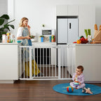 Mumeasy Baby Gate Extra Wide, 29.5"- 51.5" Pressure Mounted Dog Gate with Walk Through Door, Auto Close Pet Gate for Stairs,Doorways,House