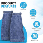 20oz Heavy Duty Cleaning Mop Head Replacement - Commercial Replacement, Wet Industrial Blue Cotton Looped End String Head Refill (10 Pack)