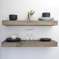 Urbandi Modern Floating Shelves 3 Inches Thick for Wall, Wide Shelves for Kitchen, Living Room, Bedroom, and Bathroom, Natural Pine Wood, Rustic Wooden Shelf, (Set of 2) (Aged Barrel, 48Lx3Hx6D)