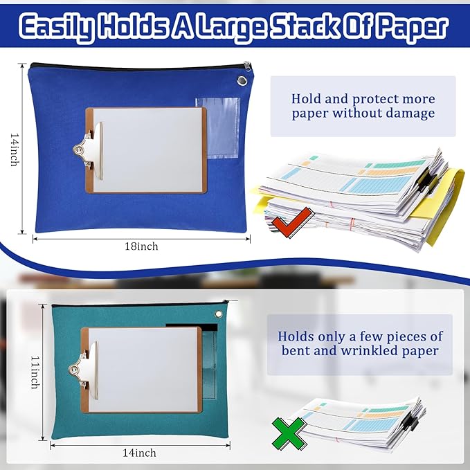 2 Pcs Interoffice Mailer Canvas Transit Sack Zipper Bag 18" x 14" Large Zipper Pouch with Grommet Interoffice Mail Bag (Blue)