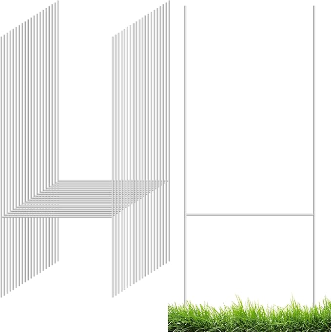 100 Pcs Yard Sign Stake, 15'' x 10'' Heavy Duty Metal H Frame Wire H Stakes, Weatherproof Metal Holder for 4mm 5mm Corrugated Signs, Lawn Sign Stake for Christmas Decoration and More