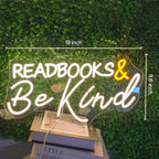 Read Books and Be Kind Neon Sign Letter LED Neon Lights Dimmable USB Powered Neon Light Student LED Neon Light for Classroom Bookstore Library Museum Study Room 19"x9.6"