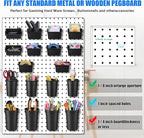 Sieral 64 Pieces Pegboard Bins Pegboard Cups with Hooks and Loops Peg Hooks Assortment Organizer Accessory for Organizing Accessories Tools Storage Office Workshop Garage Workbench (Black)