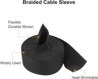 MECCANIXITY Braided Cable Sleeves Heat Shrinkable Fabric Sleeving, 7/8" 10ft Black 2:1 Ratio Heat Shrinkable Cord Protector for Harness Cable, Network Cable Protection, Cable Management