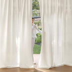 MIULEE Non-See-Through Privacy Linen Curtains 2 Panels, Light Filtering Window Curtains Farnhouse Textured Back Tab Semi Sheer Drapes for Bedroom Living Room, 52 x 120 Inches Long, Natural White