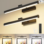 VOLISUN 16 inch Picture Lights for Wall, Rechargable Picture Light Battery Operated, 3 Color Temperatures Cordless Picture Light with Remote, Art Light for Paintings, Gallery, Portrait, 2 Pack (Black)
