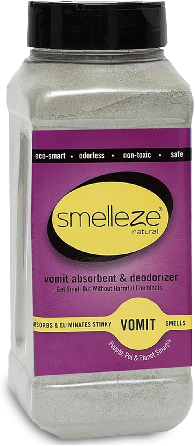Smelleze Natural Vomit Odor Eliminator - Vomit Clean Up Absorbent Powder for Schools, Planes, Cars, Homes, Child Care, Medical & Other Facilities, 2 lb. Powder