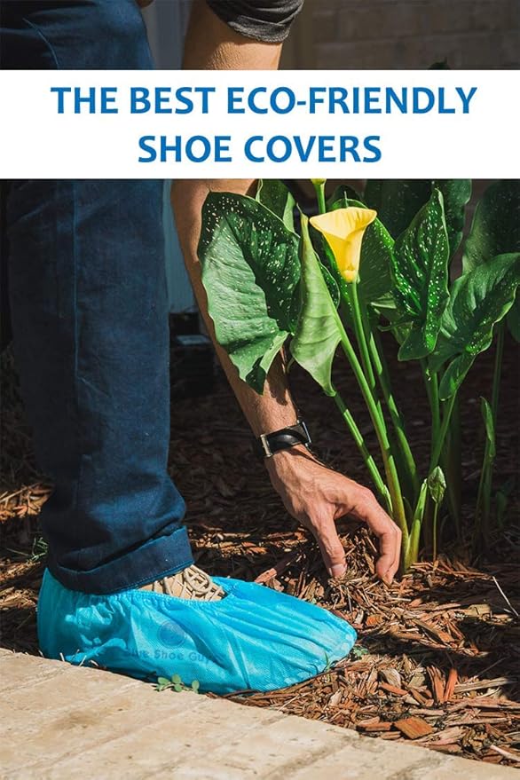 Premium Disposable Boot & Shoe Covers Booties | 100 Pack | Durable, Non-Slip, Non-Toxic, Water Resistant, Recyclable Protectors for Indoor & Outdoor | Large Size Fits Most Shoes