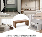 Faux Leather Entryway Bench End of Bed Bench Upholstered Modern Window Bench Comfy Ottoman for Dining Room/Bedroom/Living Room/Hallway/Indoor (Camel Brown)