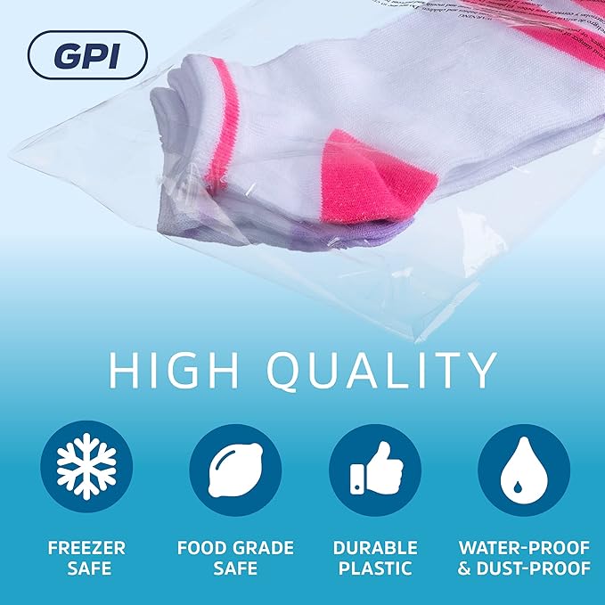 8" X 10" Self Seal Resealable Poly Bags - Case of 1000, Peel & Seal Reclosable Polybags with suffoaction Warning and Adhesive Strip for Packaging & Shipping Clothes, Shirts & More - GPI