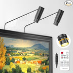 2 Pack Zoomable Picture Light Spotlight,Plug in LED Picture Lights for Wall 3000K Photo Frame Light with Remote Control Art Lighting for Paintings Black Mini Accent Spotlights for Gallery