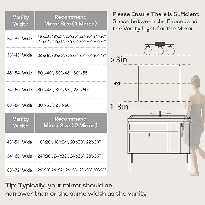 Wall Mount Mirror for Bathroom, Brushed Silver Metal Framed Rounded Corner Rectangular Vanity Mirror (24" x 36", Silver)