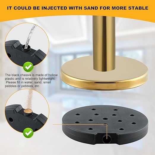 6Pack Stanchions and Velvet Ropes, 5 ft Red Velvet Rope and Poles, Red Carpet Ropes and Poles Set, Gold Stainless Steel Stanchion Posts Red Carpet Runner Poles for Party Supplies