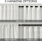 Ivory Semi Sheer Curtains 84 Inches Long 2 Panels Back Tab Rod Pocket Linen Textured Pleated Cotton Curtains Modern Bedroom Decor Light Filtering Lightweight Country Drapes for Living Room 40x84