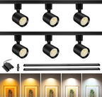 6-Light LED Track Lighting Kit with 6.6FT H Type Track Lighting Rail, Dimmable Track Lights Modern Kitchen Track Lighting Fixtures Ceiling Spot Light 2700K-5000K, CRI90+, 36° Beam 10W 800lm, Black