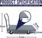 5Seconds Industrial Platform Truck - Heavy Duty 48' X 24' Flatbed Cart with 2000lb Capacity, 6" Swivel Wheels with 6 Pairs Work Gloves