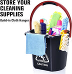 Matthew Cleaning 4.2 Gallon Mop Bucket, Heavy Duty Plastic Cleaning Bucket with Built-in Pour Spout, Mop Holder and Comfort Grip Handle, House and Commercial Cleaning Supplies, 2 Pack Black