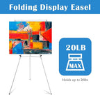 Falling in Art Aluminum Flip Chart Display Easel Stand with Adjustable Floor for Boardroom, Whiteboard, Paper Pads, Signage, 63 1/2'' High, Silver