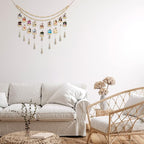 Amyhill Amyhill Hanging Photo Display Boho Macrame Photo Hanging with 24 Wood Wall Clips Macrame Collage Picture Frame with Wooden Beads Double Layer Room Display Decoration Art(Simple Style)