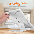 Anti Theft Tablet Security Stand - Wall / Table Mount Desktop iPad Kiosk Stand W/ Lock and Key, Restricted Pin-Hole, 90° Rotate - iPad, iPad Air, iPad Pro, Samsung Galaxy Tab A (2019) - Pyle PSPADLK15