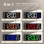 JALL 16" Large Digital Wall Mount Clock, Count Down Timer, Alarm, Big LED, RGB Color, DST, Temperature for Living Room Classroom Desk, Xmas, Birthday Gift for Senior Mom Dad (White Blue, 16 inches)