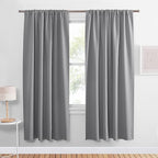 PONY DANCE Curtains for Living Room - Window Covering Curtains and Drapes Modern Design Drapes Energy Efficient for Bedroom Home, 34" W x 72" L, Silver Grey, Set of 2
