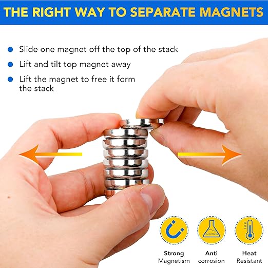 DIYMAG Neodymium Round Base Cup Magnet,60LBS Strong Rare Earth Magnetic with Heavy Duty Countersunk Hole and Stainless Screws for Refrigerator Magnets,Office,Craft,Etc-Dia 0.98 Inch-Pack of 12