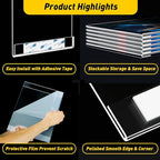 KSacry 10 Pcs Acrylic Sign Holder 11 x 8.5, Horizontal Wall Mount Sign Holders with 3M Adhesive, Clear Plastic Frames Paper Display Sign Holders for Office, Home, Store, Restaurant - No Drilling