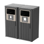 Outdoor Double Barrel Trash Can,Waterproof Resin Garbage Can with Garbage Labels,Durable Waste Bin for Porch, Backyard,Kitchen,for 30 to 39 Gallon Trash Bags