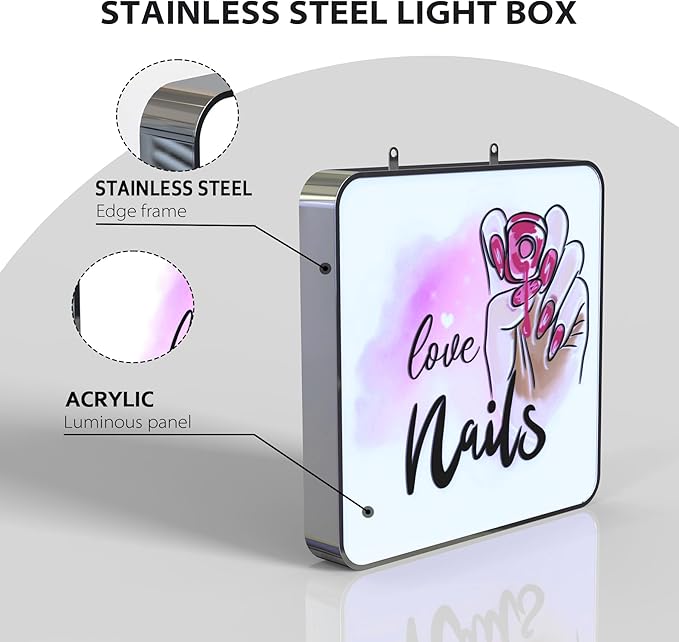 Custom Light Box Sign for Business, Single Sided Advertising Light Box, LED Business Outdoor sign for Storefronts, Bars, Restaurants, Salons, Hotels, Coffee Shops, Waterproof