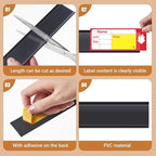 Spiareal 50 Pcs 47.8 x 1.38 Inch Shelf Label Strips Adhesive Back Stick on Data Price Tag Holder Clear PVC Adhesive Ticket Channel for Supermarkets Convenience Shops(Black)