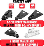 2-5/16" Heavy Duty Trailer Hitch Lock - Ball Coupler&Safety Chains Anti-Theft,Travel RV/Pop-Up Camper/Boat/Truck/Motorcycle/ATV/UTV/Flatbed/Cargo/Dump/Utility Trailer Tongue Lock Secure Design