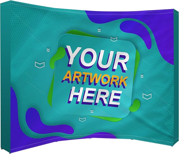 BANNER BUZZ BannerBuzz Fabric Pop Up Curved Display, Graphic with Hardware, 230 GSM, Polyester Fabric, 17 mm Pole Diameter, 1.4 mm Thick Pole, 1440 DPI Dye Sublimation Printing (10' W X 8' H)