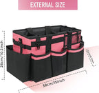 Wearable Cleaning Caddy, Cleaning Caddy Supplies Organizer with Handle & Shoulder Straps for Housekeepers, Under Sink & Car Cleaning Tool Organizers Bag with 4 Foldable Divider (OleanderRed)