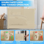 Retractable Safety Baby Gate or Mesh Dog Gate,Durable Portable Mesh Retractable Gate,Easy to Use for Stairs, Doorways, Hallways, Indoor, Outdoor, 33.5" Tall, Up to 45" Wide, Cream