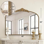 Micasso Large Antique Gold Mirror: 29"x 36" French Baroque Arched Mirror - Traditional Ornate Vintage Mirrors for Wall/Mantel/Entryway/Bathroom/Hallway - Home Decor for Living Room