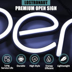 LED Neon Open Sign Light. Perfect to Advertise Storefront, Business, Office, Shop and Restaurant. Ultra Bright White Designer Color. Custom Built, Elegant Window Display