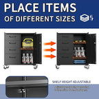 Tool Storage Cabinet, Rolling Tool Cabinet with 4 Drawers and 1 Door for Garage, Tool Room, Assembly Required(Black)