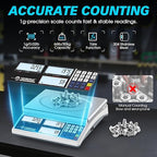 Industrial Counting Scale for Small Parts - 30kg/66lb Digital Gram Scale with 1g Precision, kg/g/lb Switchable Electronic Scale for Jewelry Coin, Precious Metals & Piece Counting Scales