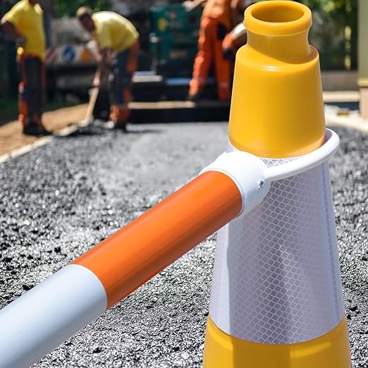 Fluorescent Orange/Green PVC Traffic Cones, Heavy Black Base Parking Lot Cone Structurally Stable Weatherproof Road Construction Safety Cones (8, Yellow, 28" Large)